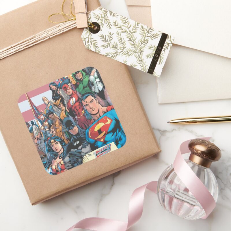 Justice League Of America First Issue Square Sticker Justice League Of America First Issue Square Sticker