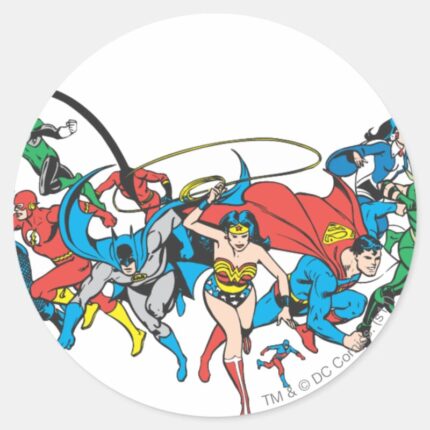 Justice League Of America Group 2 Classic Round Sticker
