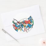 Justice League Of America Group 2 Classic Round Sticker
