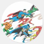 Justice League Of America Group 5 Classic Round Sticker