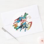 Justice League Of America Group 5 Classic Round Sticker
