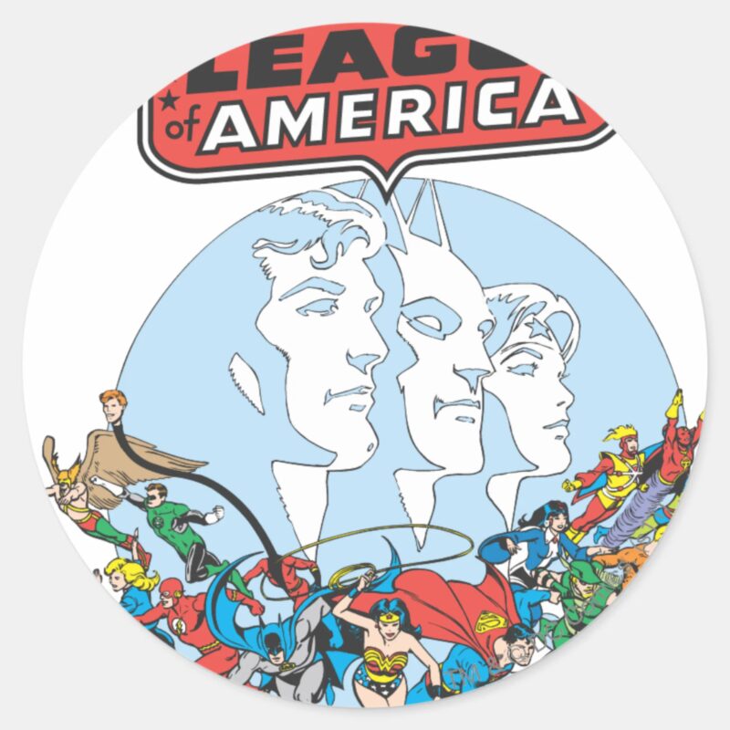 Justice League Of America Group Classic Round Sticker Justice League Of America Group Classic Round Sticker