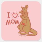 Kanga Roo I Love Mom Square Sticker