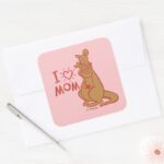 Kanga Roo I Love Mom Square Sticker