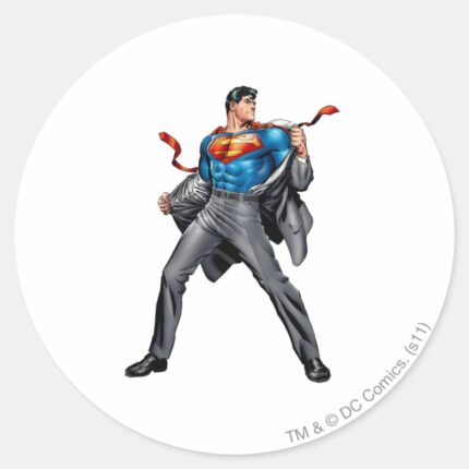 Kent Changes Into Superman Classic Round Sticker