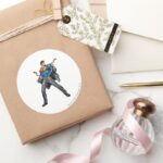 Kent Changes Into Superman Classic Round Sticker