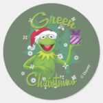 Kermit The Frog Green Christmas Classic Round Sticker