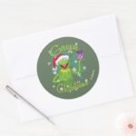 Kermit The Frog Green Christmas Classic Round Sticker