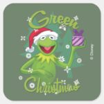 Kermit The Frog Green Christmas Square Sticker