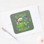 Kermit The Frog Green Christmas Square Sticker