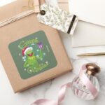 Kermit The Frog Green Christmas Square Sticker