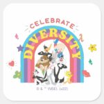 LOONEY TUNES™ Celebrate Diversity Pride Rainbow Square Sticker