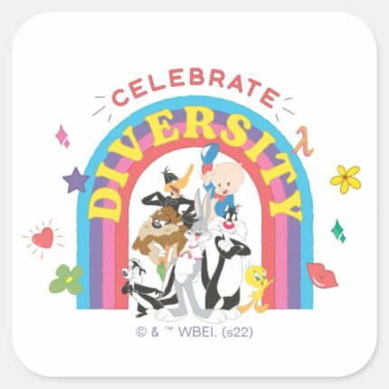 LOONEY TUNES™ Celebrate Diversity Pride Rainbow Square Sticker