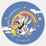 LOONEY TUNES™ Love Yourself Pride Badge Classic Round Sticker