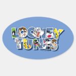 LOONEY TUNES™ Characters In Lettering Oval Sticker