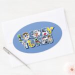 LOONEY TUNES™ Characters In Lettering Oval Sticker