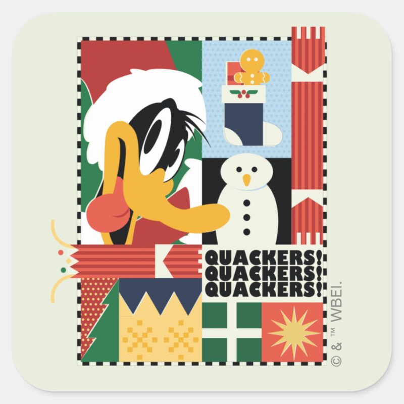 LOONEY TUNES™ DAFFY DUCK™ Holiday Quackers Square Sticker LOONEY TUNES™ DAFFY DUCK™ Holiday Quackers Square Sticker