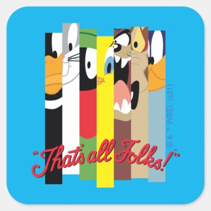 LOONEY TUNES™ THATS ALL FOLKS™ Sliced Characters Square Sticker