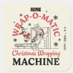 LOONEY TUNES™ ACME Wrap O Matic Wrapping Machine Square Sticker