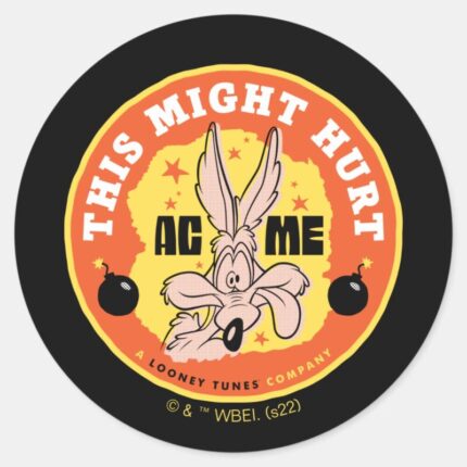 LOONEY TUNES™ WILE E. COYOTE™ This Might Hurt Classic Round Sticker