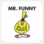 Laughing Mr. Funny With Flower Square Sticker