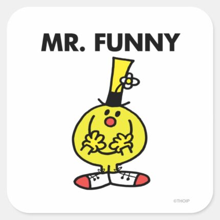 Laughing Mr. Funny With Flower Square Sticker