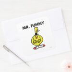 Laughing Mr. Funny With Flower Square Sticker