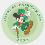 Leprechaun Mickey Mouse St. Patricks Day Classic Round Sticker