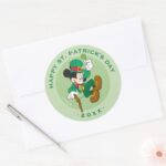 Leprechaun Mickey Mouse St. Patricks Day Classic Round Sticker
