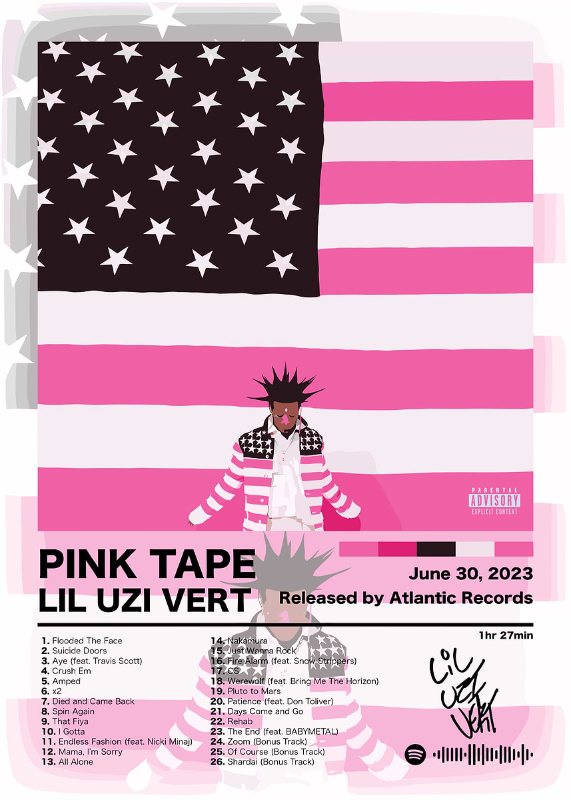 Lil Uzi Vert Pink Tape Music Poster