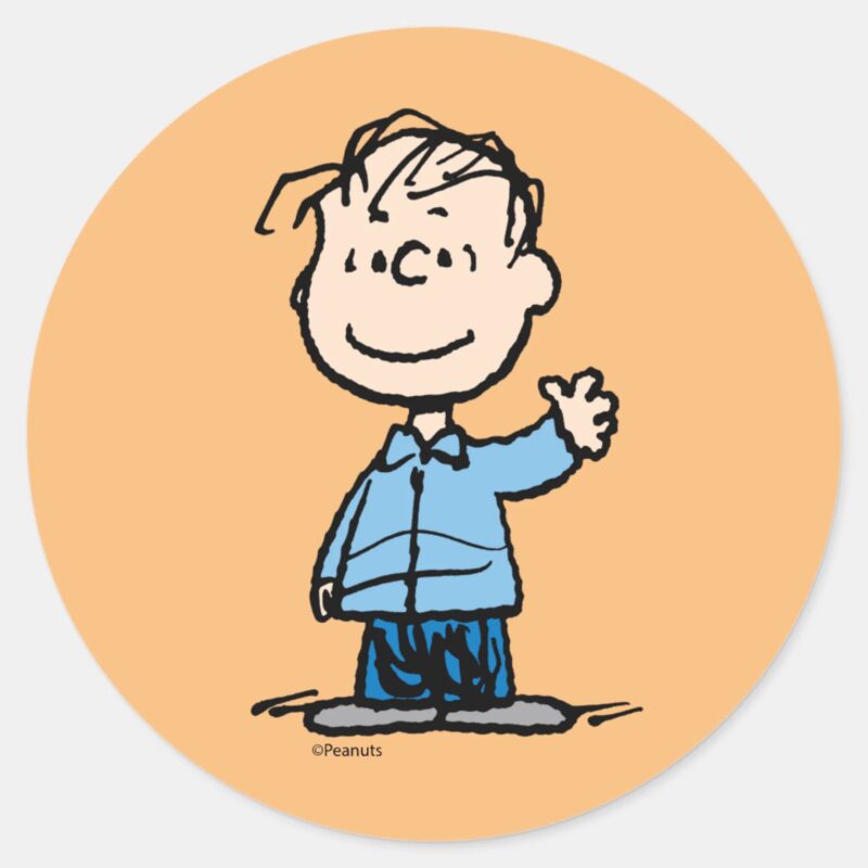 Linus Waving Classic Round Sticker Linus Waving Classic Round Sticker