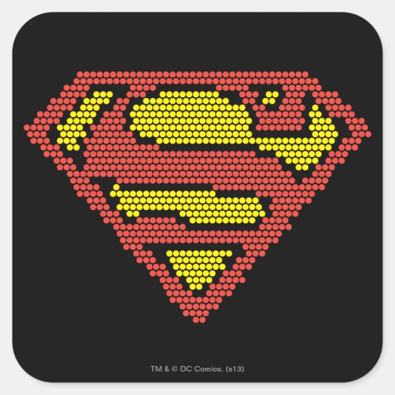 Superman Lite Brite S Shield Square Sticker Superman Lite Brite S Shield Square Sticker