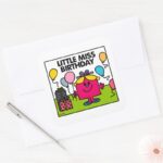 Little Miss Birthday Presents Balloons Square Sticker