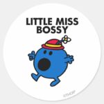 Little Miss Bossy Black Lettering Classic Round Sticker