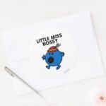 Little Miss Bossy Black Lettering Classic Round Sticker