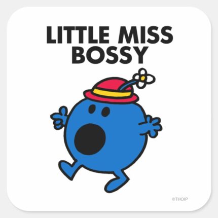 Little Miss Bossy Black Lettering Square Sticker