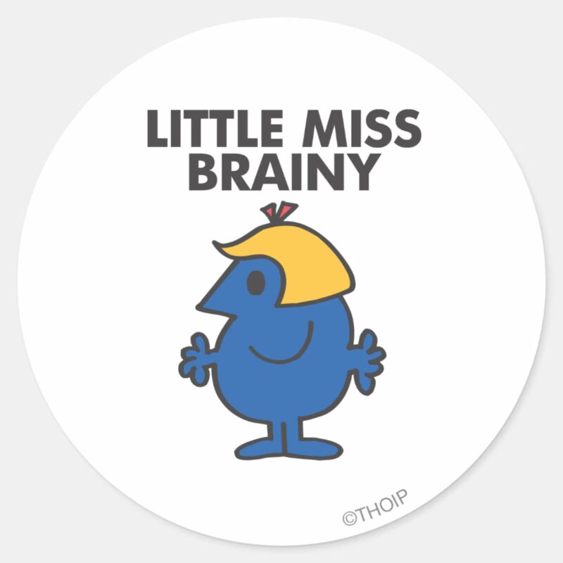 Little Miss Brainy Standing Still Classic Round Sticker Little Miss Brainy Standing Still Classic Round Sticker