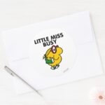 Little Miss Busy Reading Time Classic Round Sticker