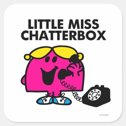 Little Miss Chatterbox Black Telephone Square Sticker