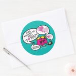 Little Miss Chatterbox Valentine Classic Round Sticker