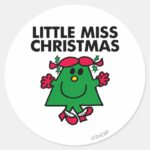 Little Miss Christmas Smile Classic Round Sticker