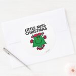 Little Miss Christmas Smile Classic Round Sticker
