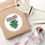 Little Miss Christmas Smile Classic Round Sticker