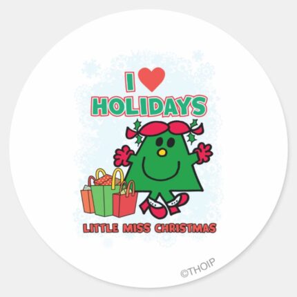 Little Miss Christmas I Love Holidays Classic Round Sticker