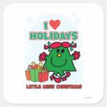 Little Miss Christmas I Love Holidays Square Sticker