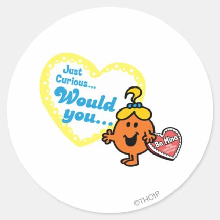 Little Miss Curious Valentines Day Wish Classic Round Sticker