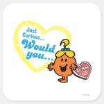 Little Miss Curious Valentines Day Wish Square Sticker