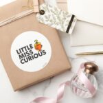 Little Miss Curious Black Lettering Classic Round Sticker