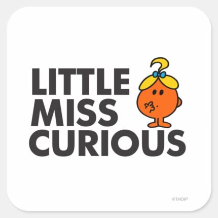 Little Miss Curious Black Lettering Square Sticker