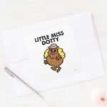 Little Miss Dotty Waving Square Sticker